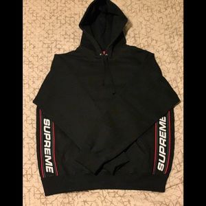 Supreme Text Rib Hoodie Black